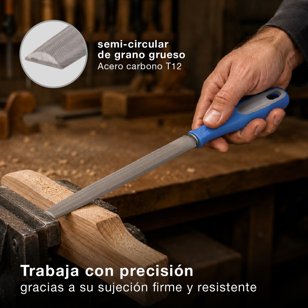 Lima semiredonda para madera 300mm