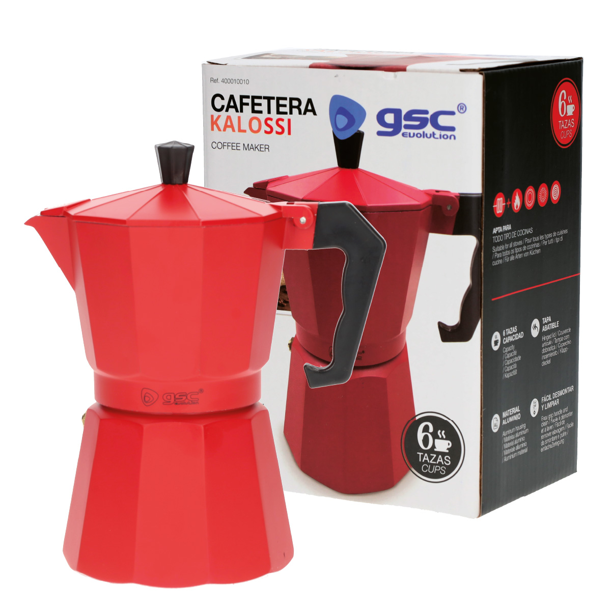 Cafetera Kalossi 6 tazas Rojo