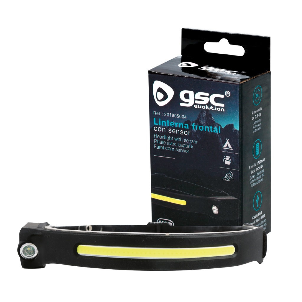 Linterna cabeza LED COB 5W con sensor