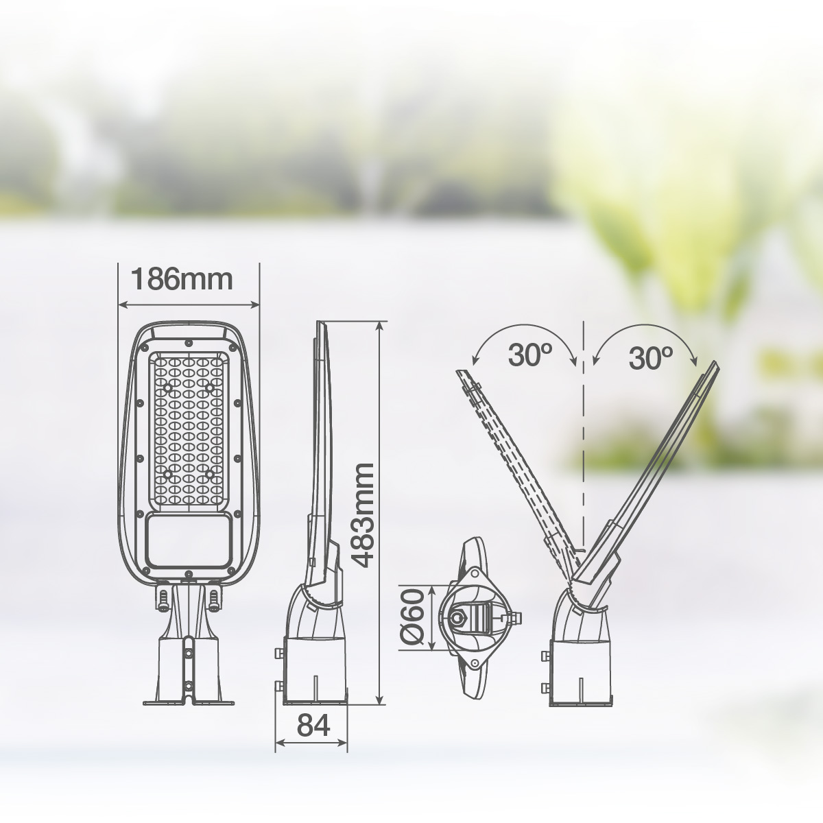 Farola LED Bagura 100W 4000K IP65 - Pro Line