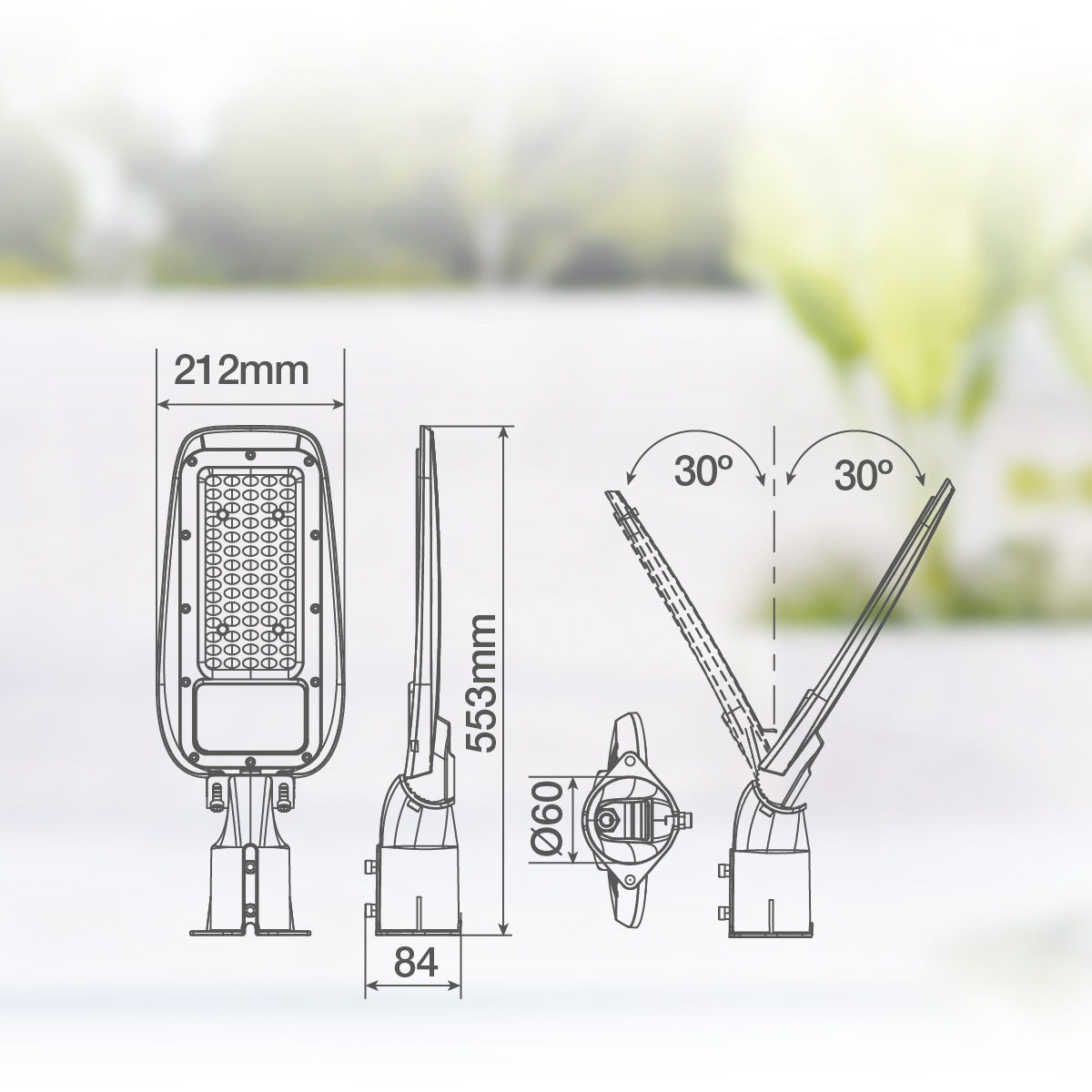 Farola LED Bagura 150W 5000K IP65 - Pro Line