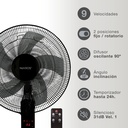 Ventilador de pie con mando y temporizador 43cm 30W motor DC Negro