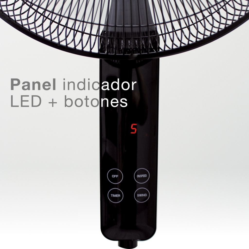 Ventilador de pie con mando y temporizador 43cm 30W motor DC Negro