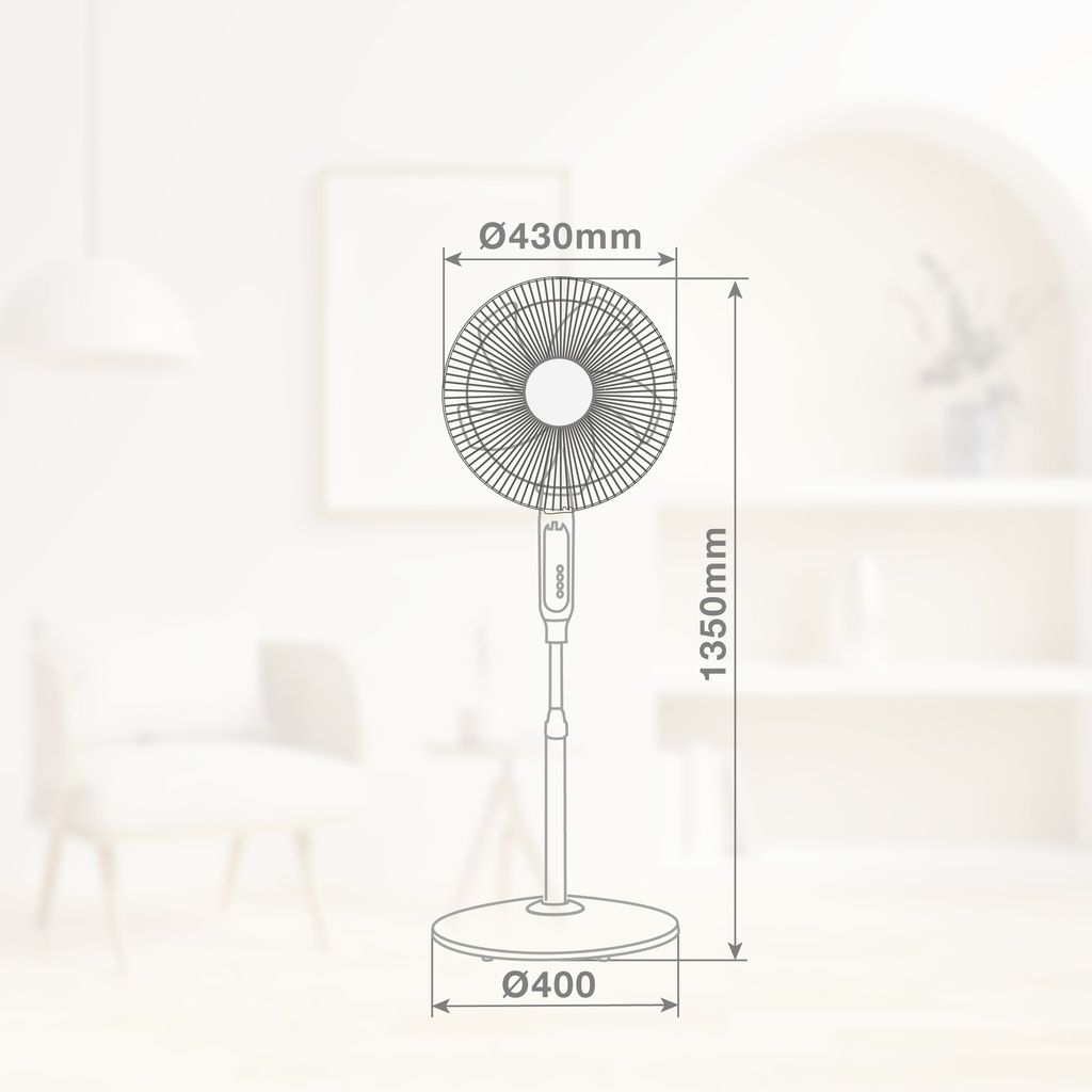 Ventilador de pie con mando y temporizador 43cm 30W motor DC Negro