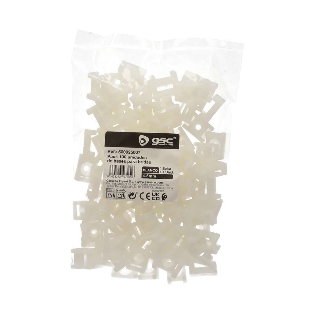 Pack 100u bases para bridas 4.5mm