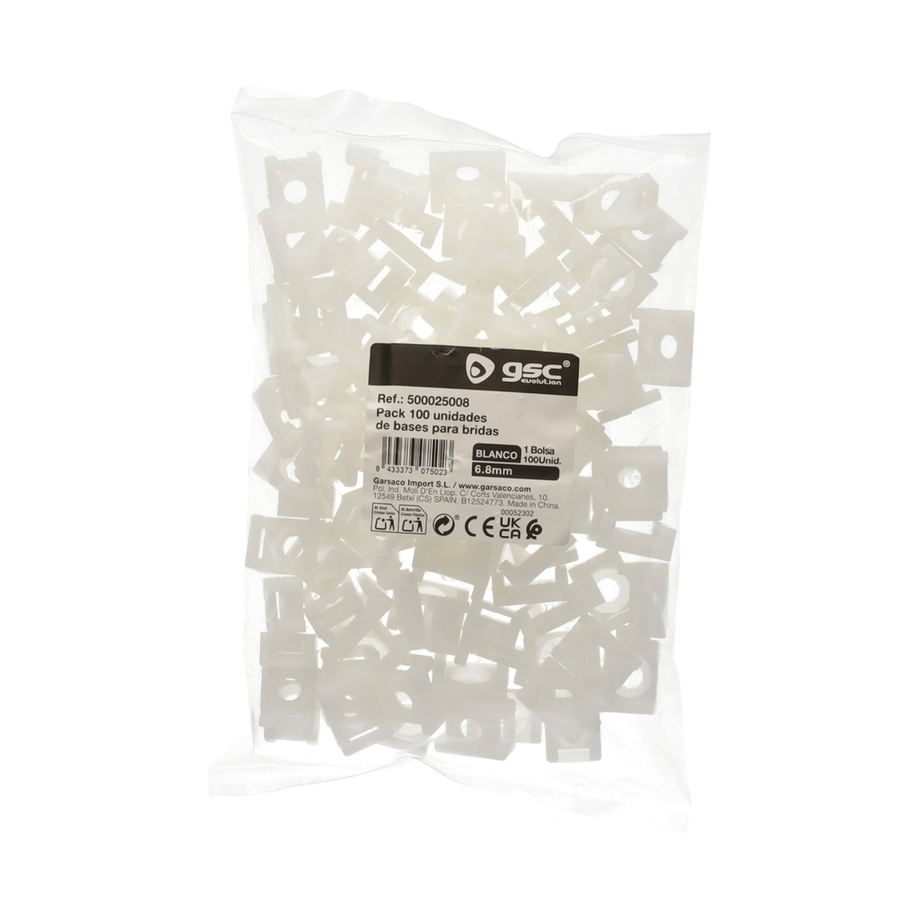 Pack 100u bases para bridas 6.8mm