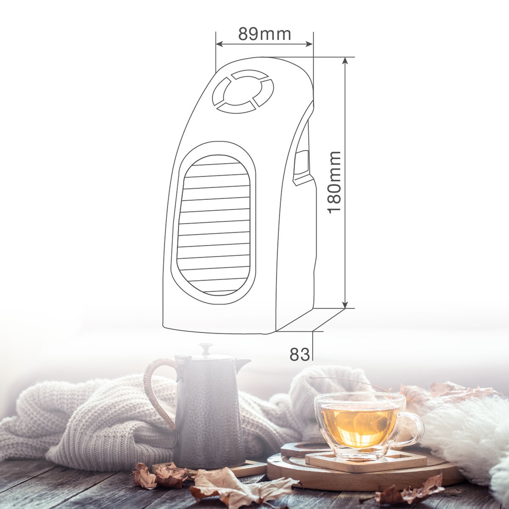Mini calefactor sin cable Bardei Máx. 400W Blanco