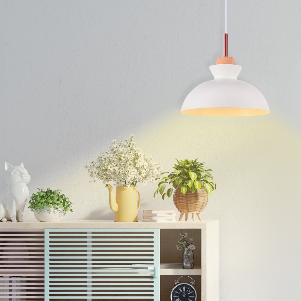 Lámpara de techo colgante Serie Sompara E27 Ø280mm Blanco