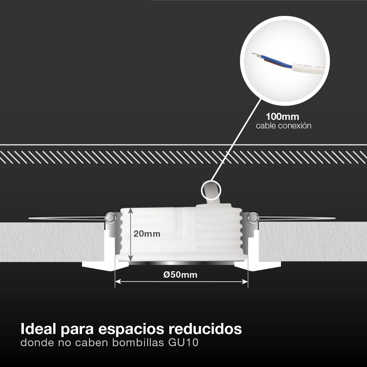 Módulo LED plano Serie Lúbia para focos y aros empotrables 60º 6,5W 3000K