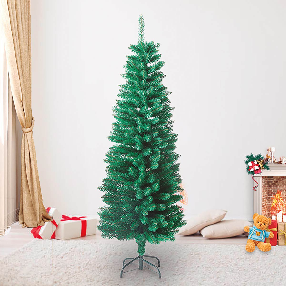 Árbol de navidad artificial tipo lápiz Bousso 1,8M 580 ramas