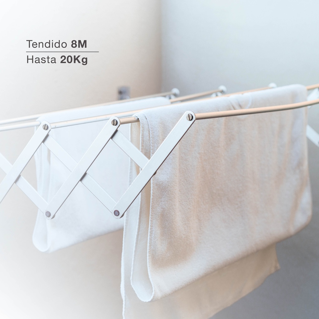 Tendedero extensible pared Bisalla 160cm con 5 barras de tendido