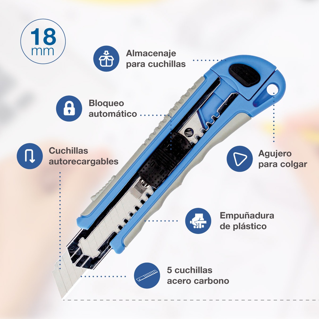 Cúter profesional autorecargable con 5 cuchillas