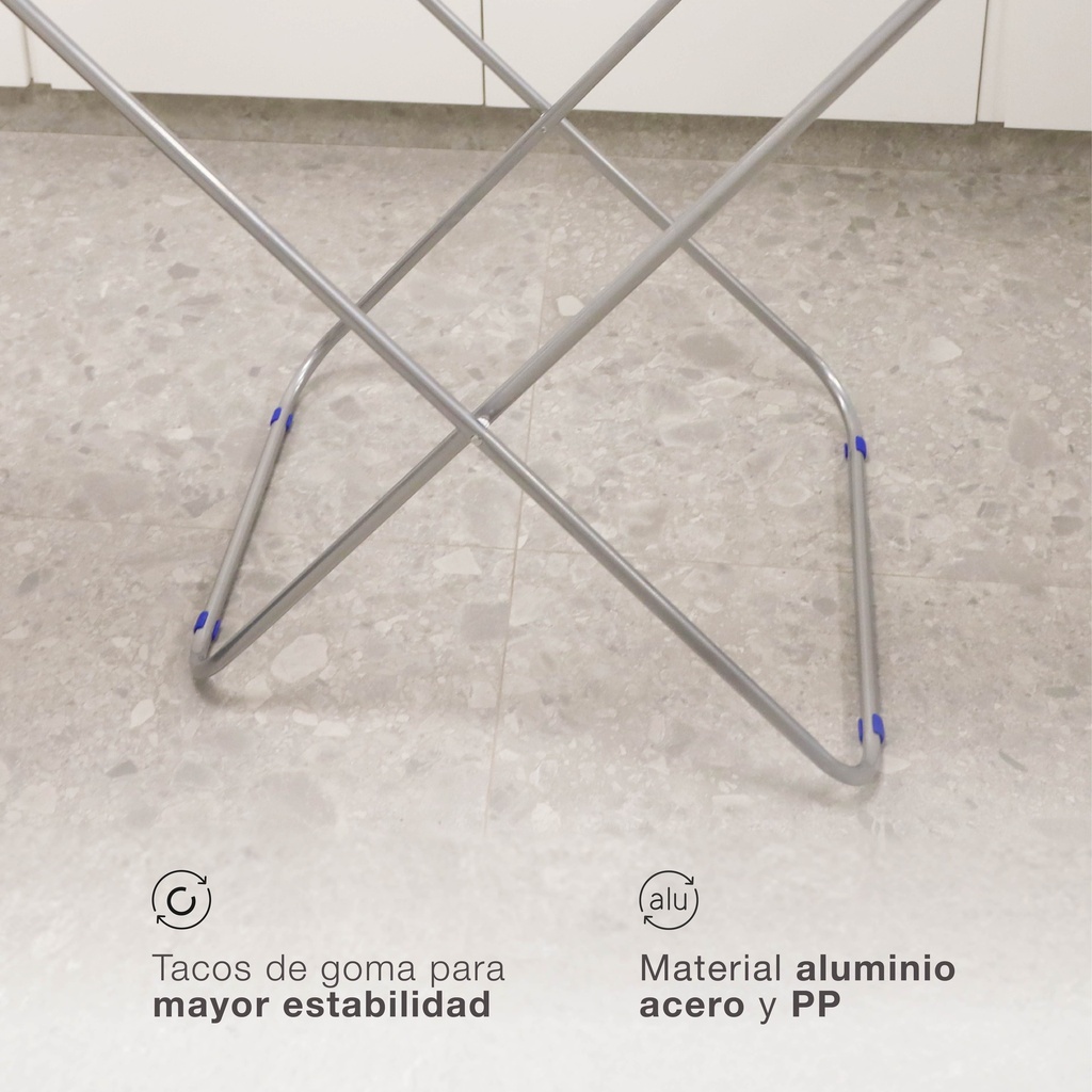 Tendedero plegable Manma 2 alas de aluminio 176x55x92cm