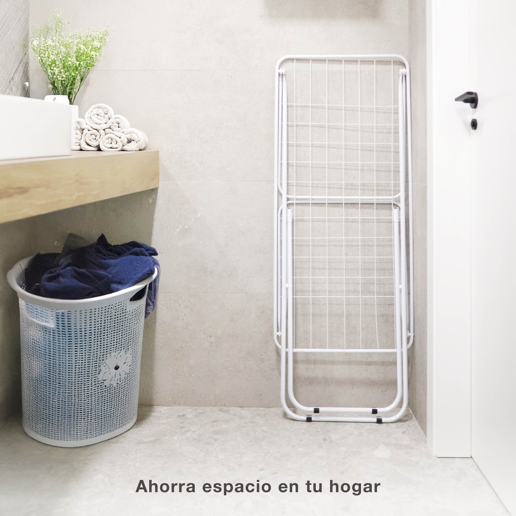 Tendedero plegable Chande 2 alas de acero pintado 180x50x90cm