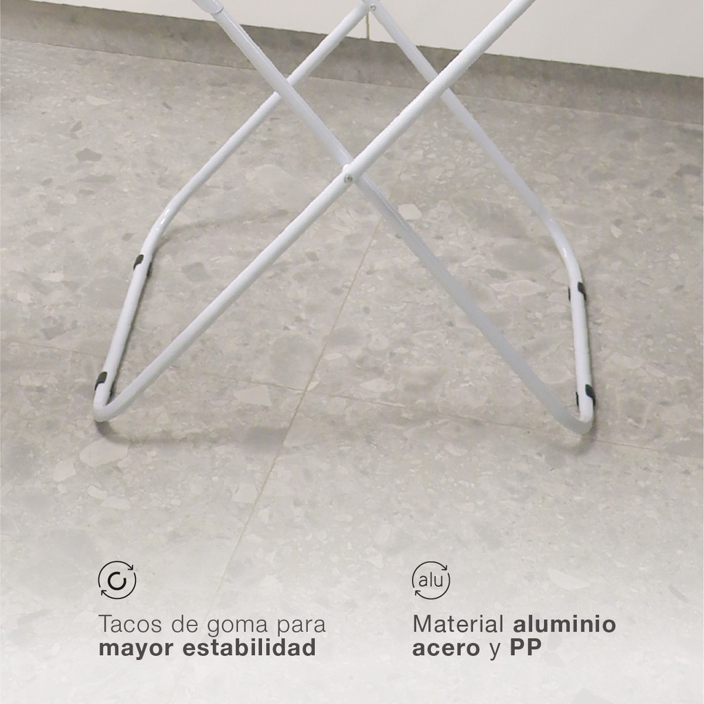 Tendedero plegable Chande 2 alas de acero pintado 180x50x90cm