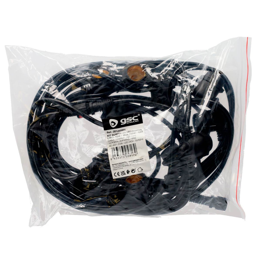 Kit guirnalda decorativa Liboi 12M 10 portalámparas IP65