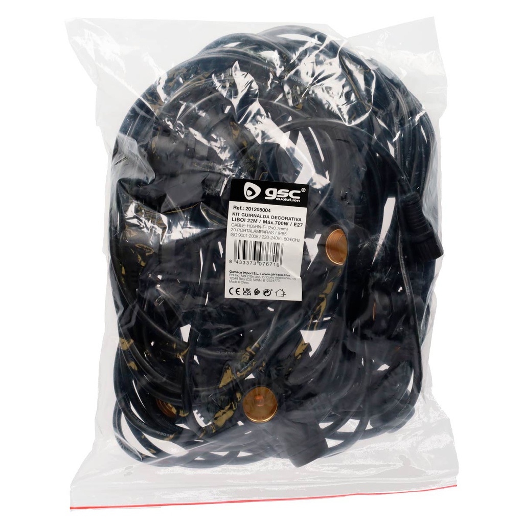 Kit guirnalda decorativa Liboi 22M 20 portalámparas IP65