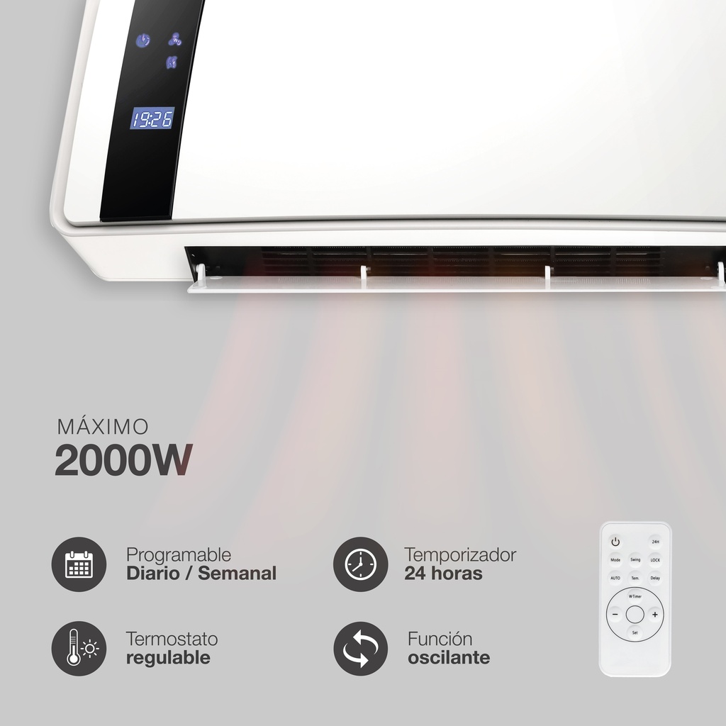 Calefactor split de pared 2000W para baños IPX2