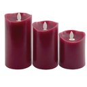 Pack 3 velas decorativas LED de cera 100 - 120 - 150mm Rojo