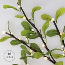 Rama decorativa LED de hojas y bayas blancas 0,75M Luz cálida