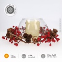 Guirnalda LED de piñas y bayas rojas 1,5M Luz cálida