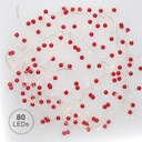 Guirnalda LED de perlas rojas 1,5M Luz cálida