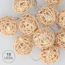Guirnalda LED de bolas de madera 1,35M Luz cálida