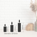 Pack 3 velas decorativas LED de cera 100 - 120 - 150mm