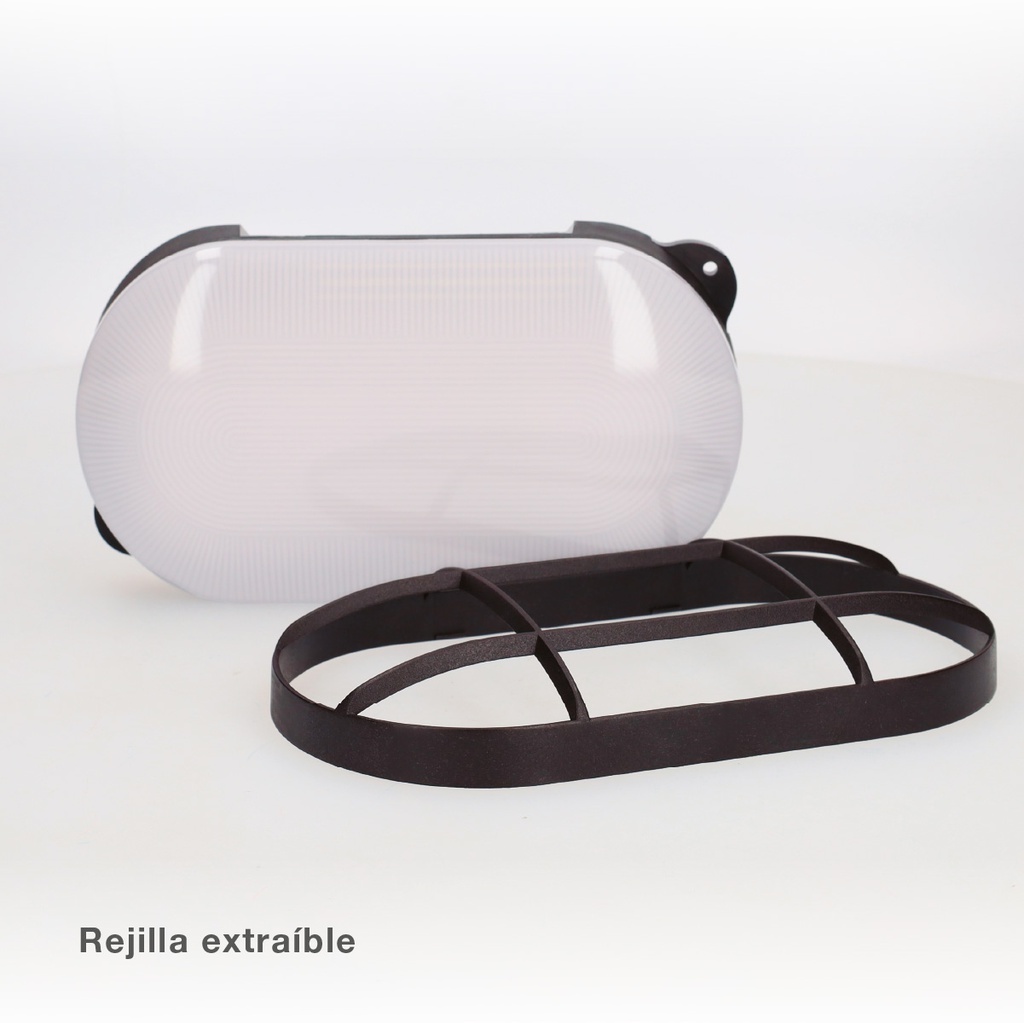 Aplique LED ovalado Cercis con rejilla 15W 6500K Negro