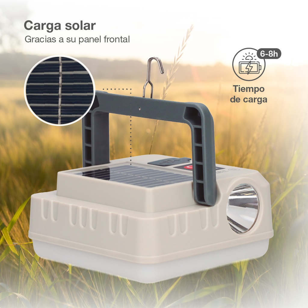 Linterna solar LED recargable 290lm