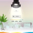 Aro rendondo empotrable LED Mandani 7W 3000-4000-6500K antideslumbramiento Negro