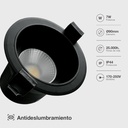 Aro rendondo empotrable LED Mandani 7W 3000-4000-6500K antideslumbramiento Negro