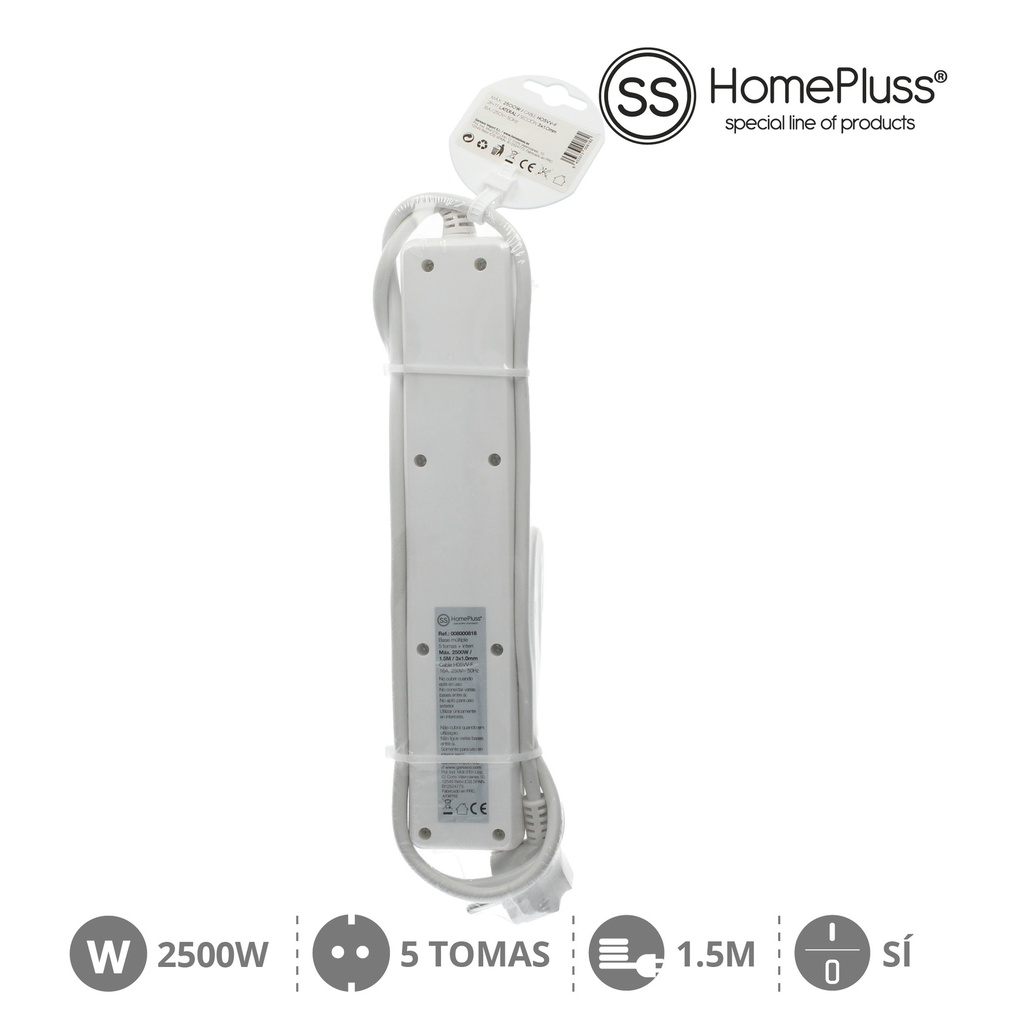Base multiple 5T + Int. (3x1.0mm) 1,5M Blanca