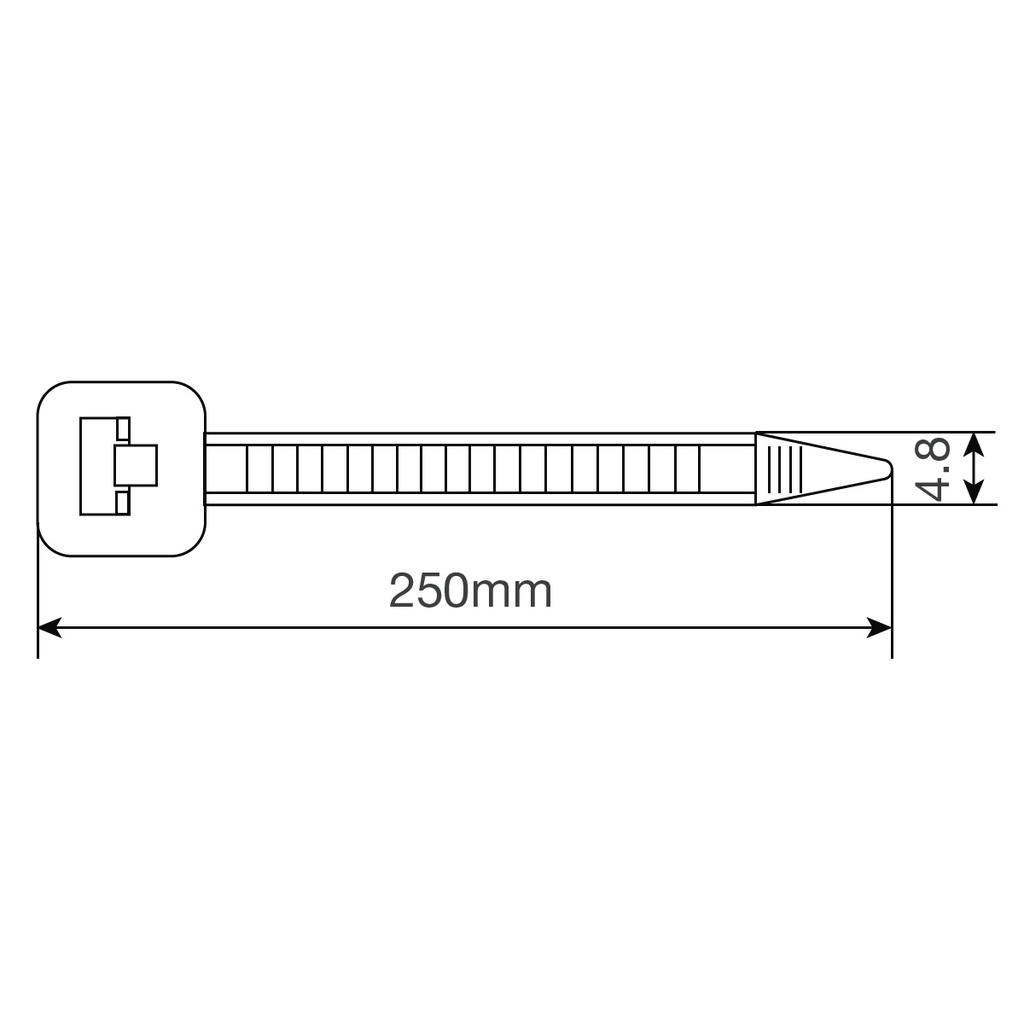 Bolsa 25u bridas 100% nylon 250x4.8mm Natural