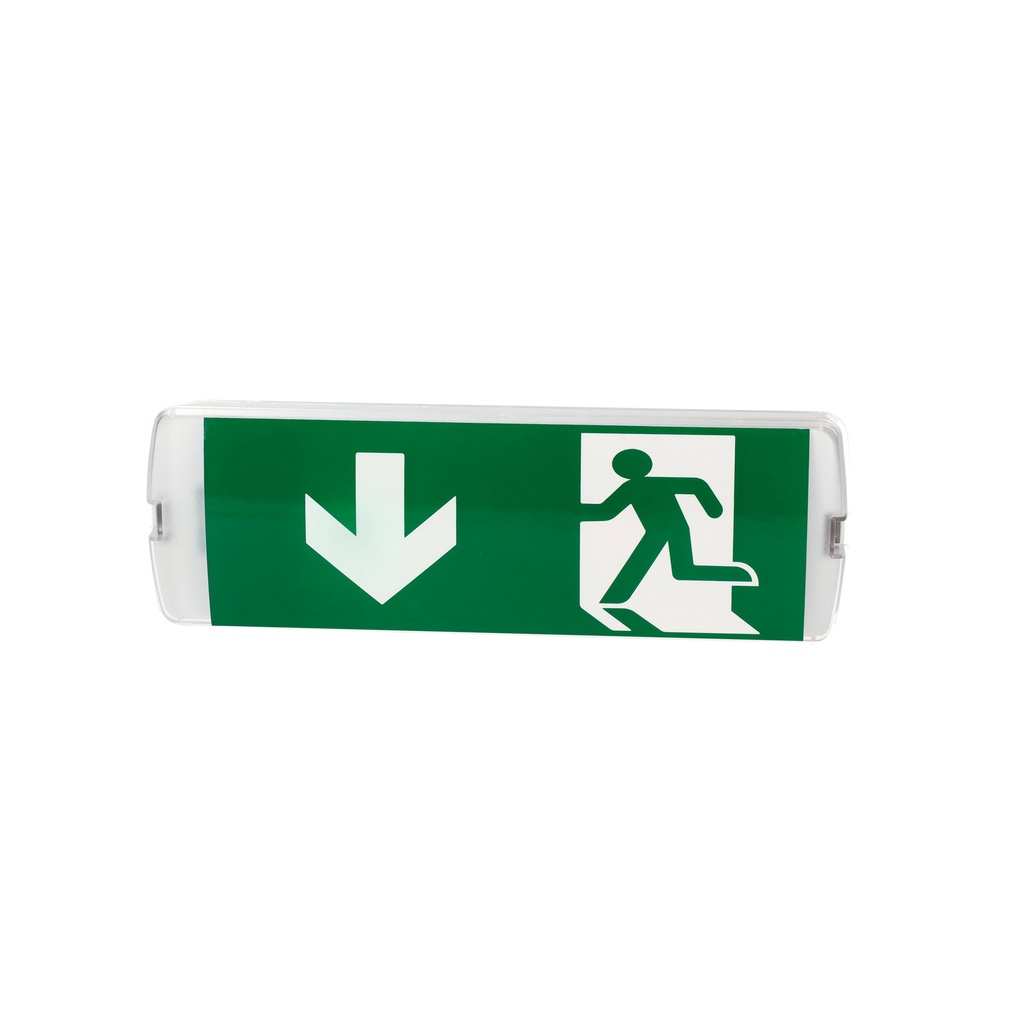 Adhesivo luminarias de emergencia flecha abajo 200x75mm