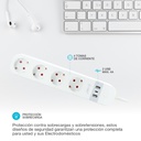 Base múltiple inteligente vía wifi o bluetooth 4T + 2 USB + tipo C (3x1.5mm) 1,5M