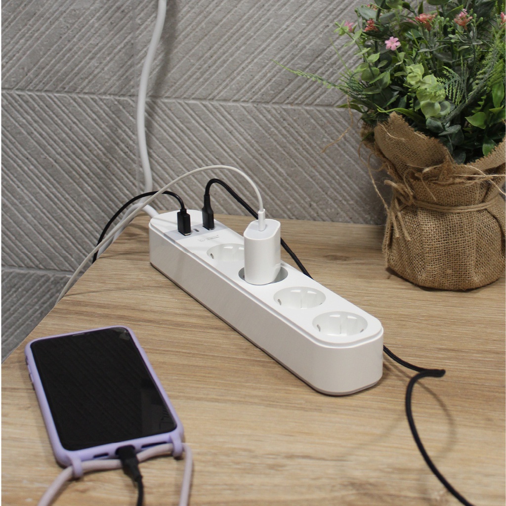 Base múltiple inteligente vía wifi o bluetooth 4T + 2 USB + tipo C (3x1.5mm) 1,5M