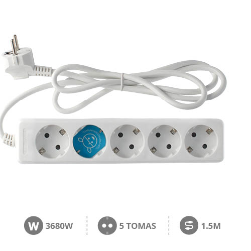 5 way socket White (3x1.0mm) 1,5M wire