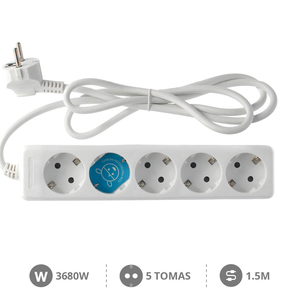 5 way socket White (3x1.5mm) 1,5M wire
