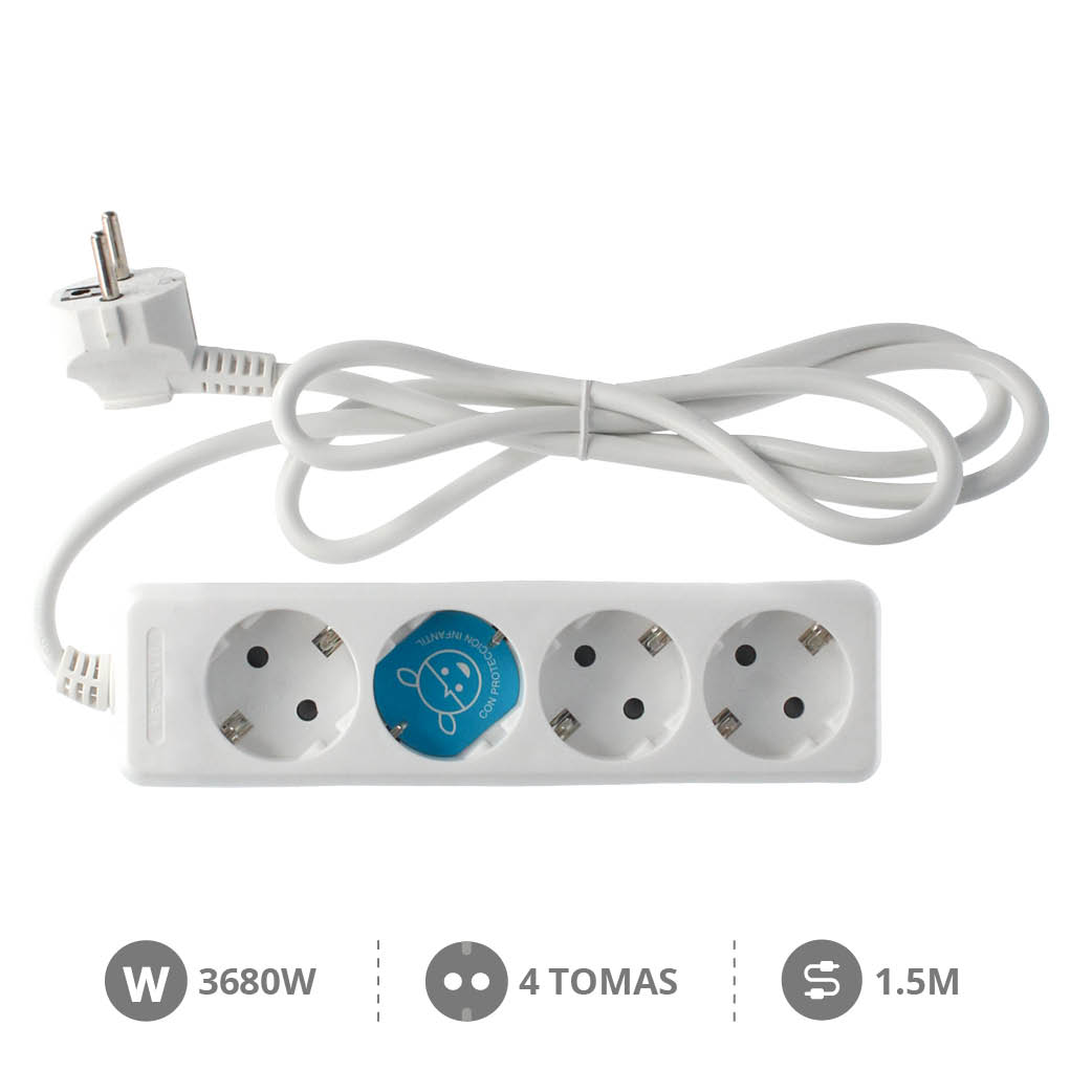 4 way socket White (3x1.5mm) 1,5M wire