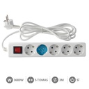 [000000021] 5 way socket White with switch (3x1.5mm) 3M wire