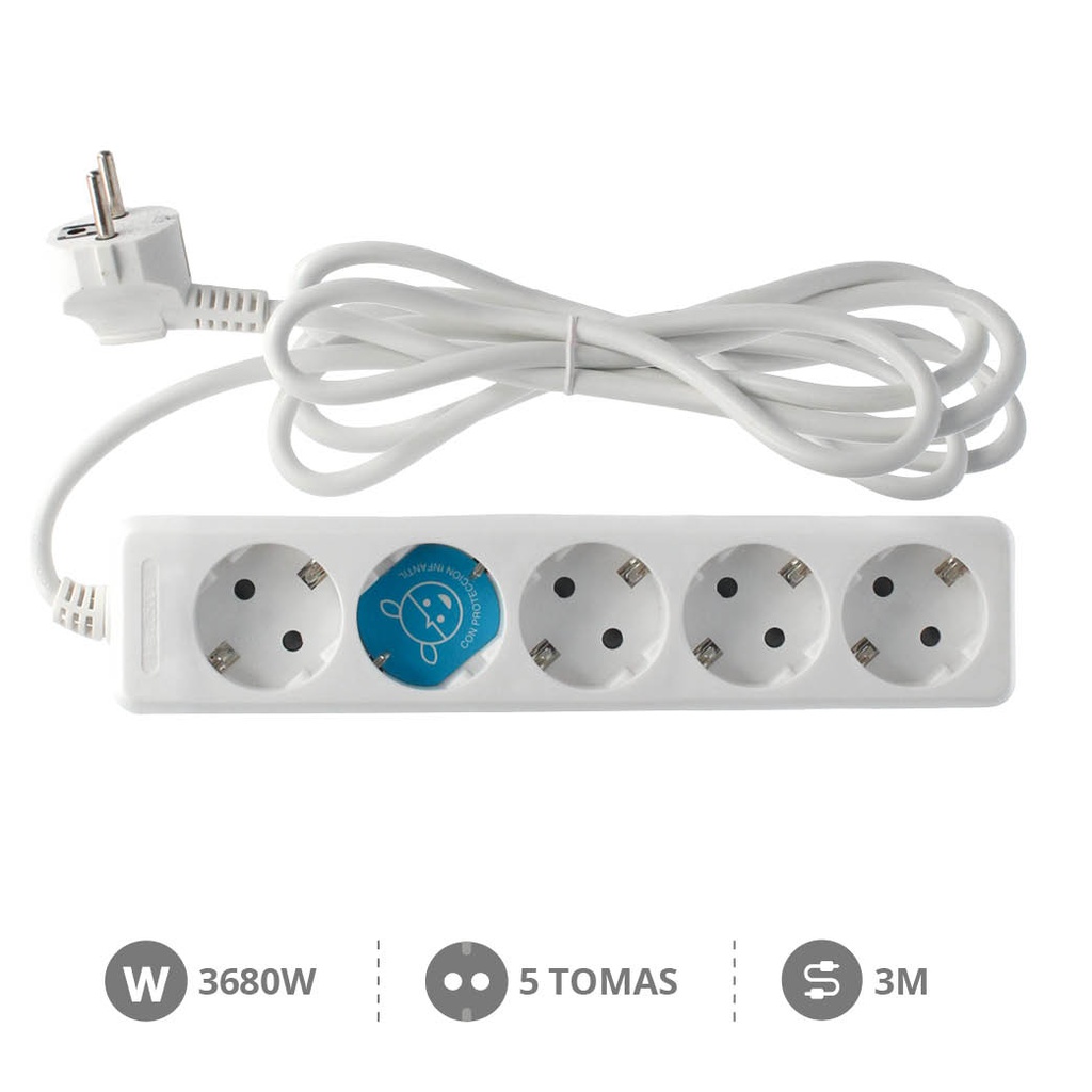 Extensão elétrica Série Estándar 5T (3x1.5mm) 3M Branco