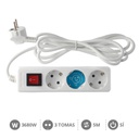 [000000793] 3 way socket White with switch (3x1.5mm) 5M wire