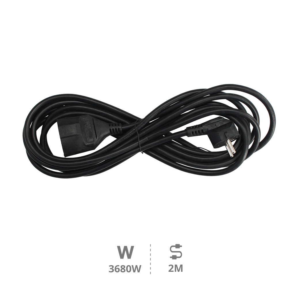 Extension cord Black (3x1.5mm) 2M wire