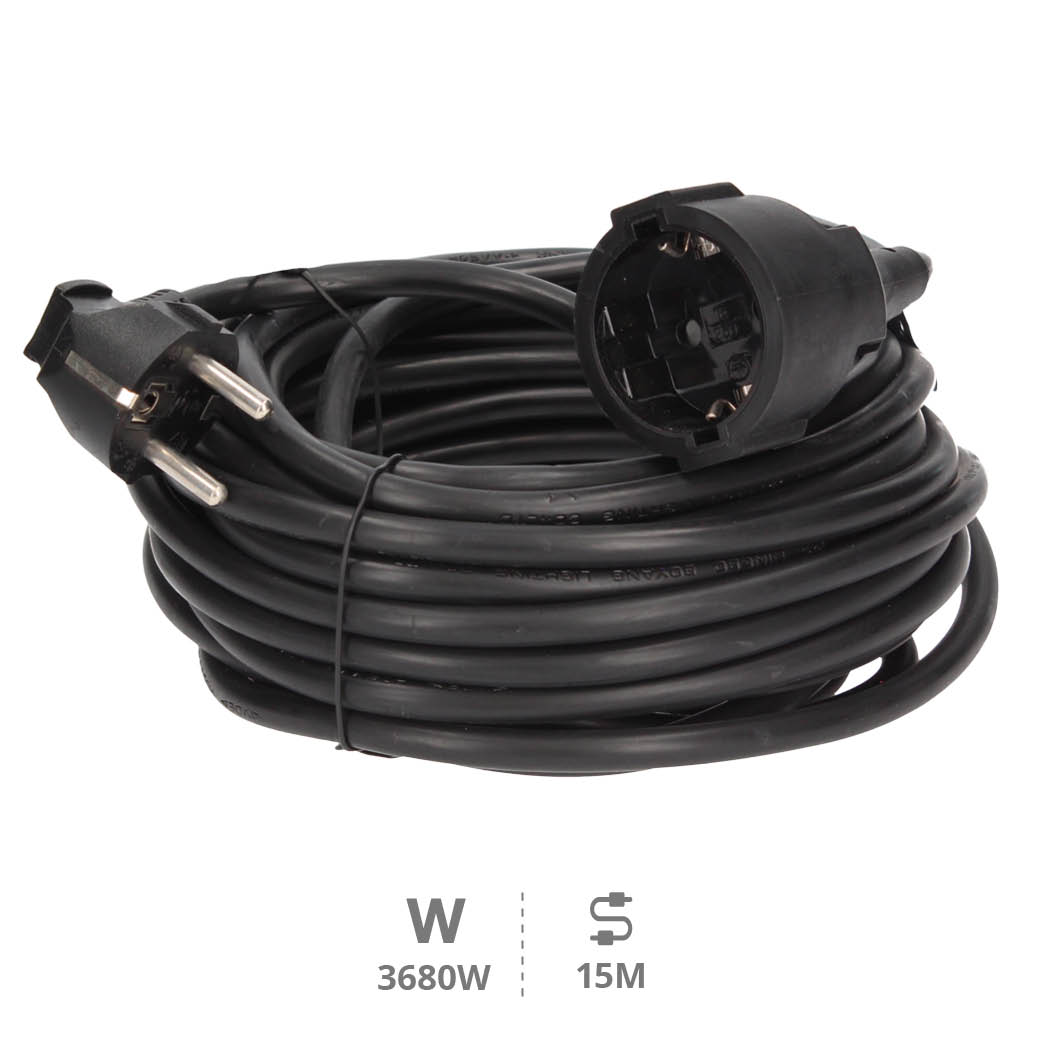 Extension cord Black (3x1.5mm) 15M wire