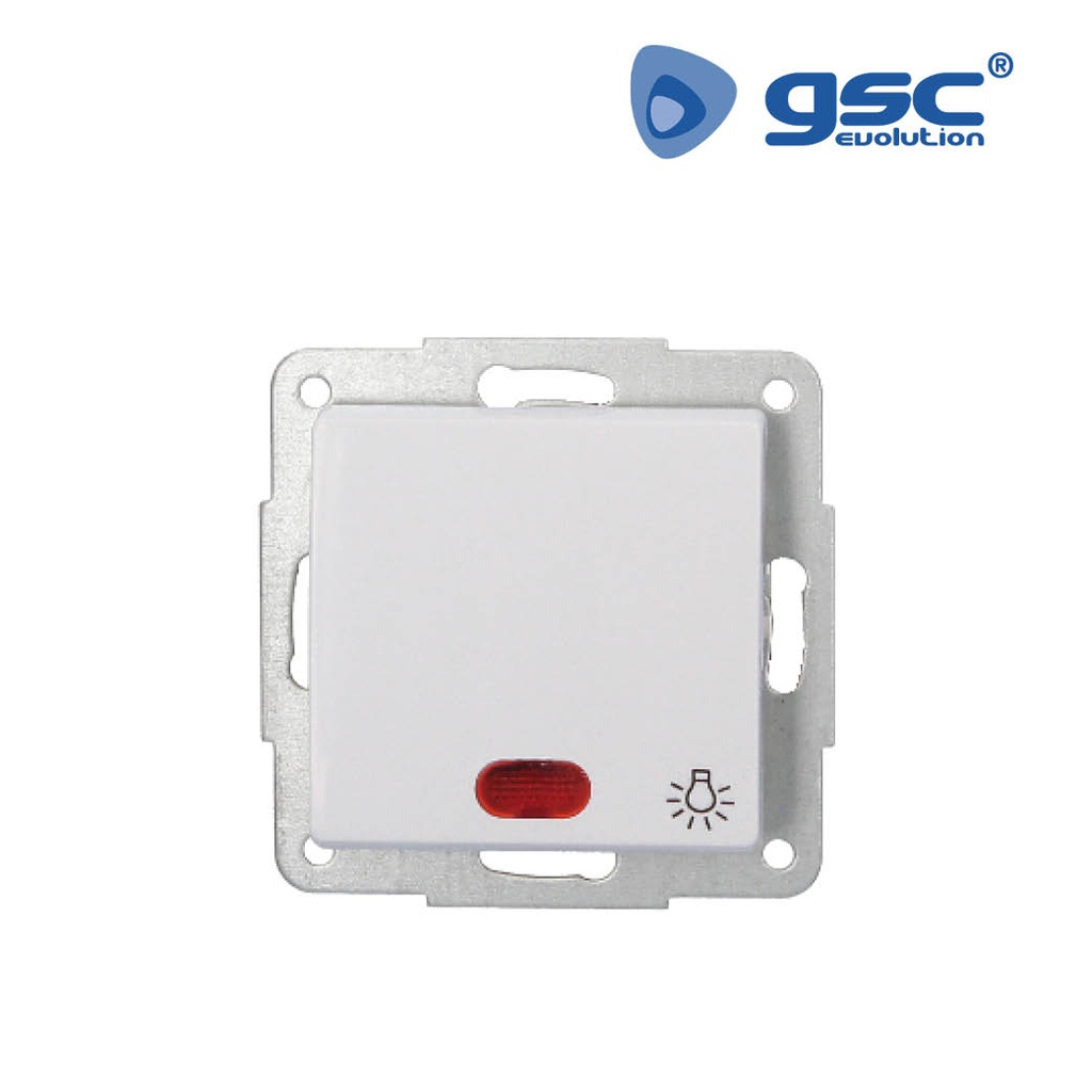 Pulsador empotrar luminoso luz Blanco 56x56mm 10A 250V