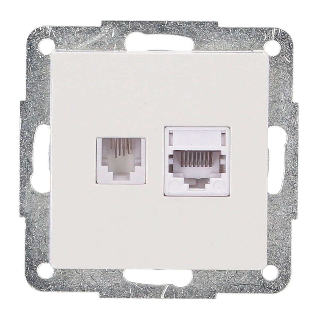 Gamma telefone and internet socket White