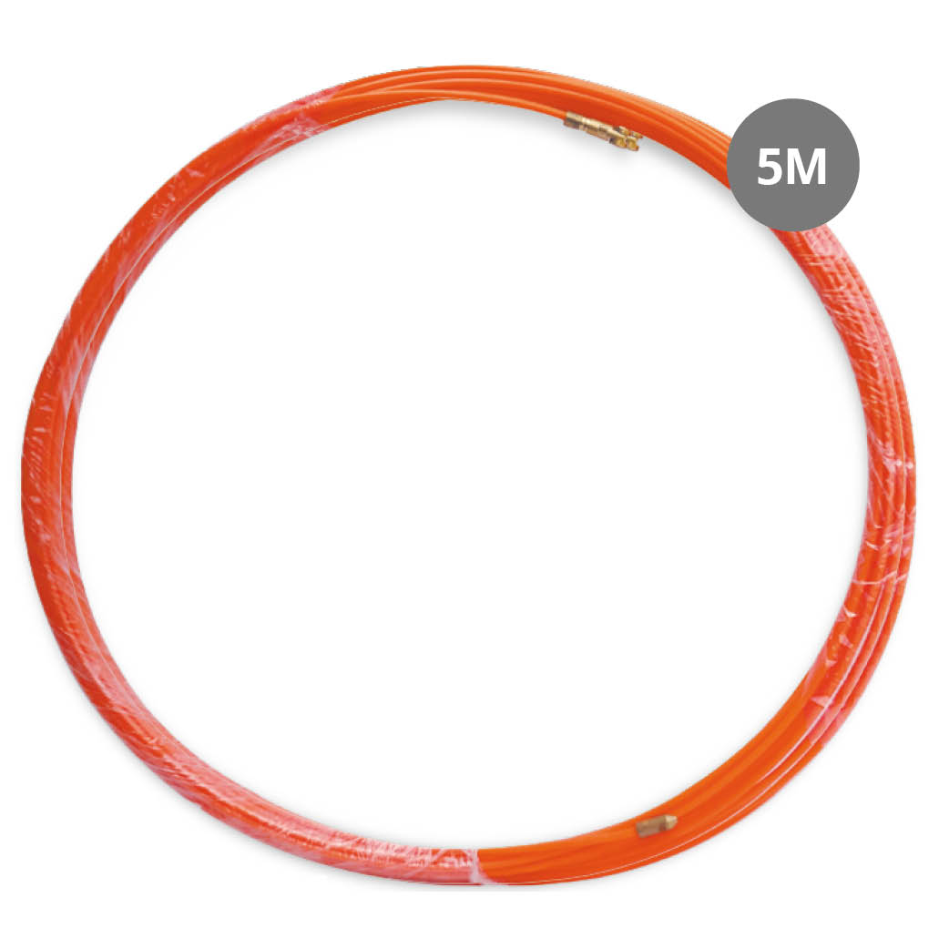 Guía pasacables fibra vidrio + metal 4mm 5M Naranja