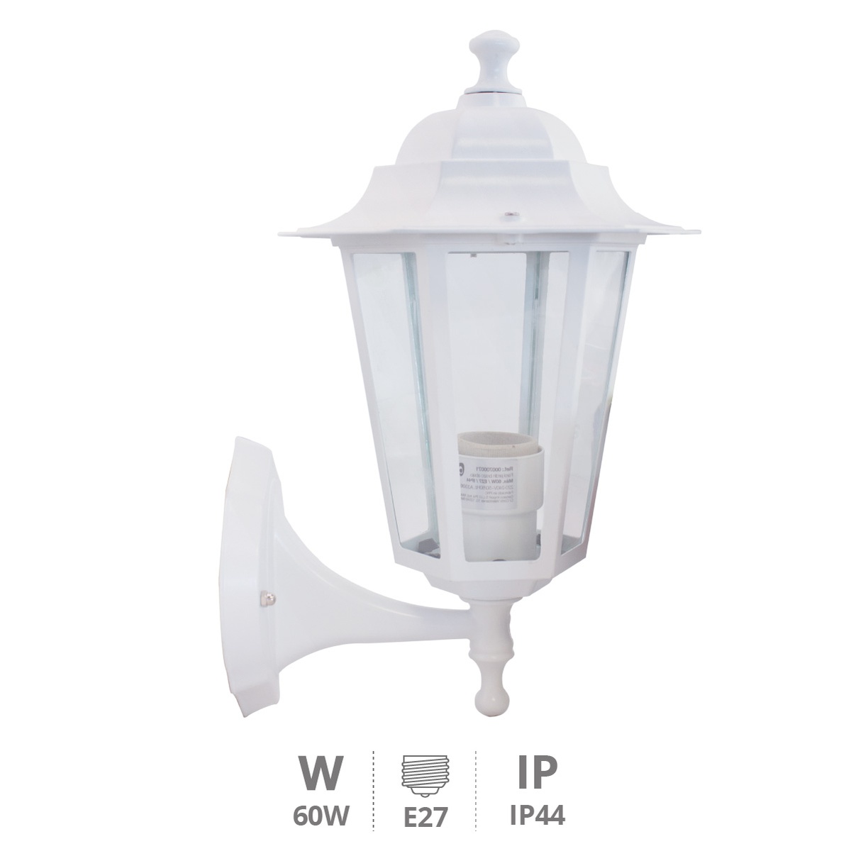 Alma series bottom mounted arm wall garden light E27 white