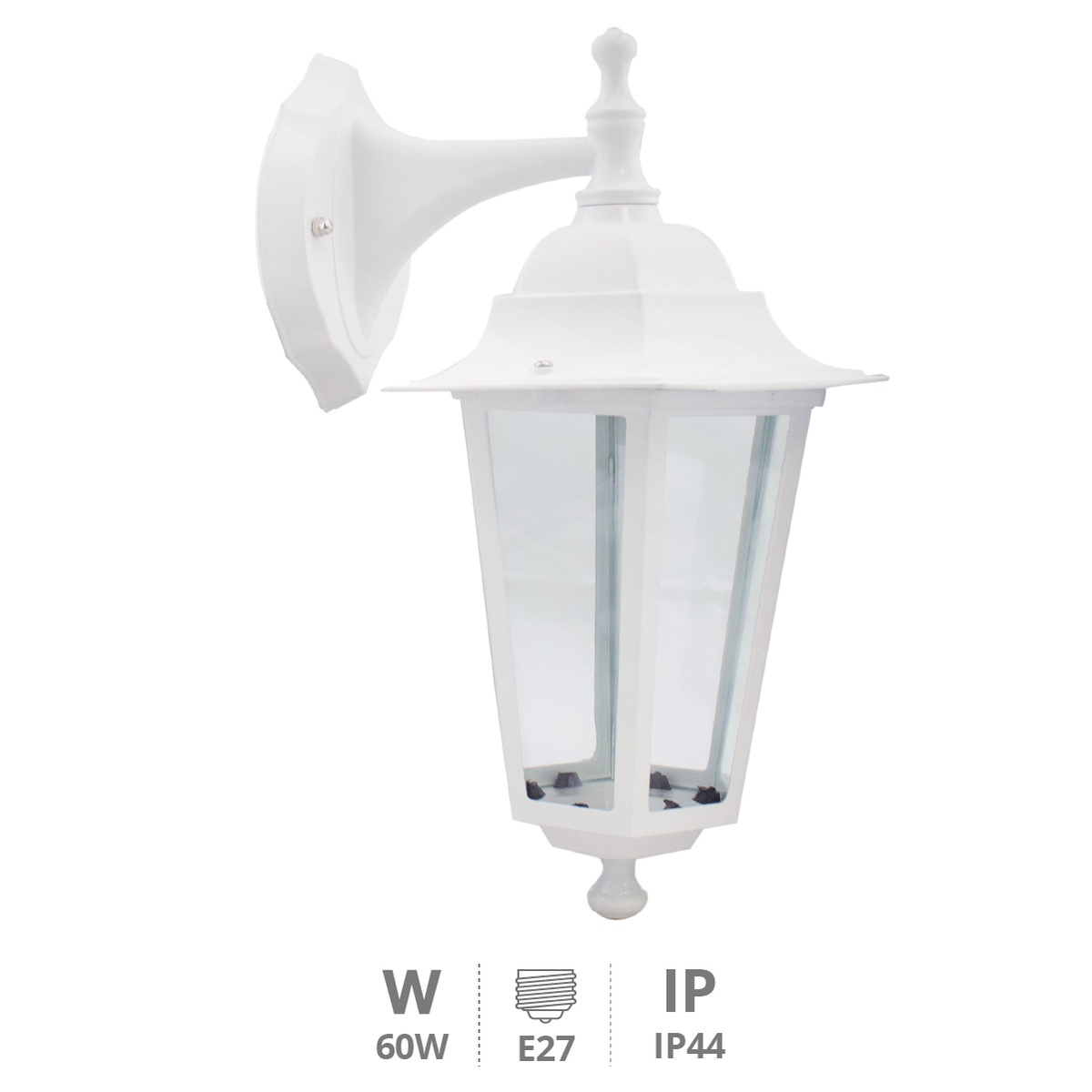 Farol de jardín brazo arriba Serie Alma E27 Blanco